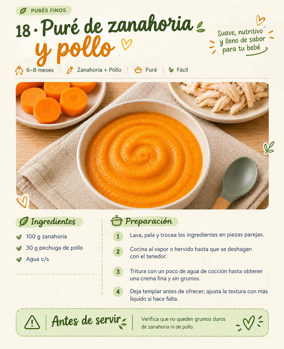 Receta: puré de zanahoria y pollo