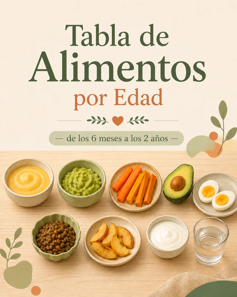 Tabla de alimentos por edad de 6 meses a 2 años
