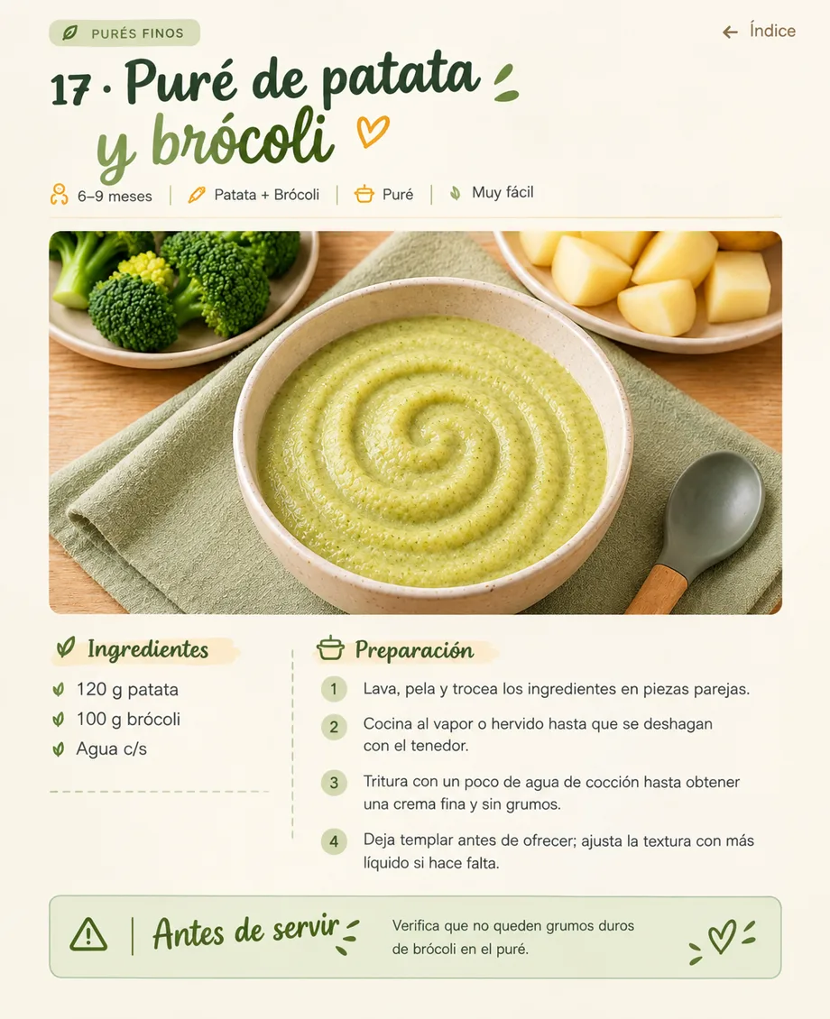 Receta: crema de patata y brócoli